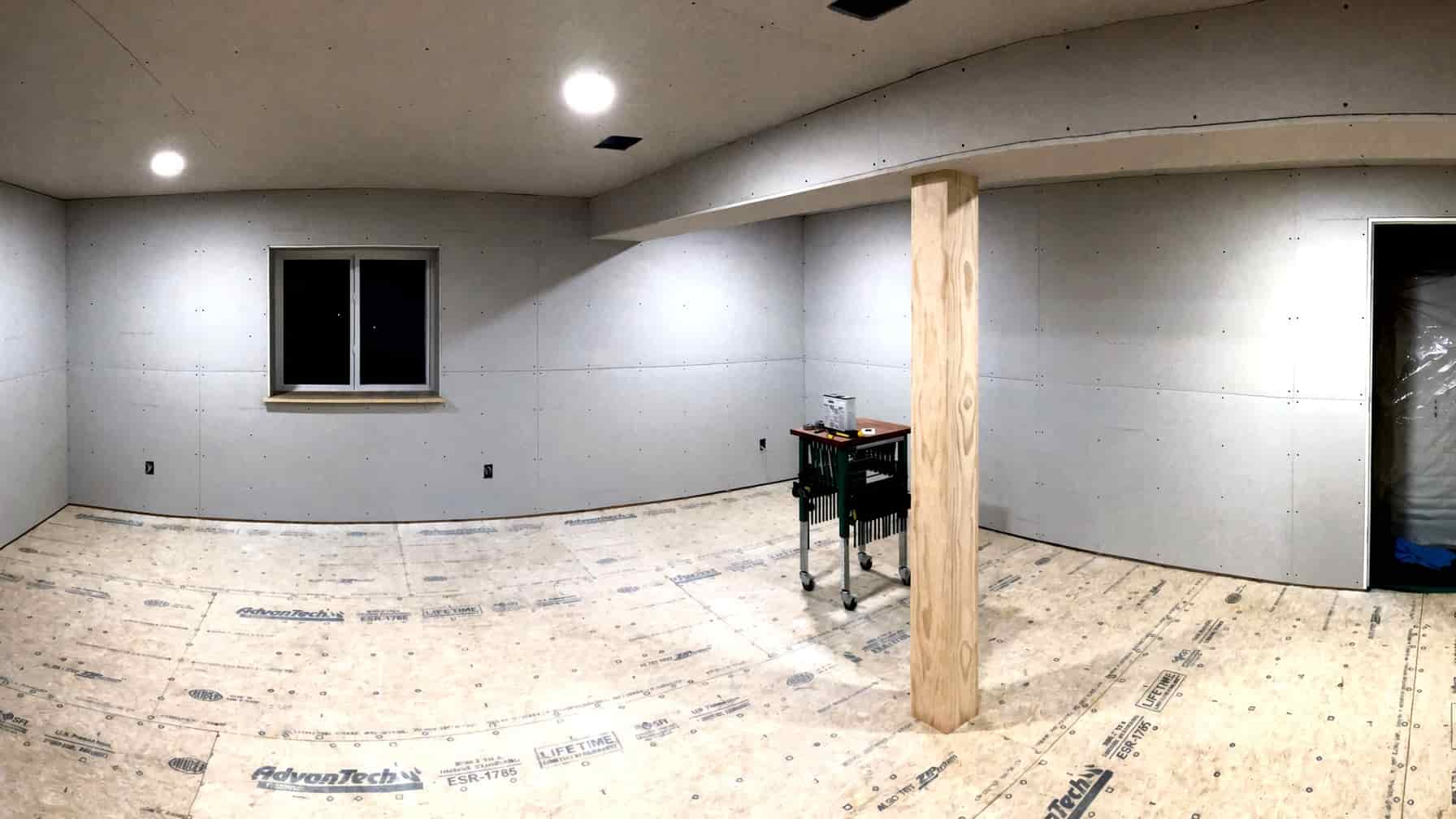 Prepping drywall install for a finished walkout basement in Raleigh