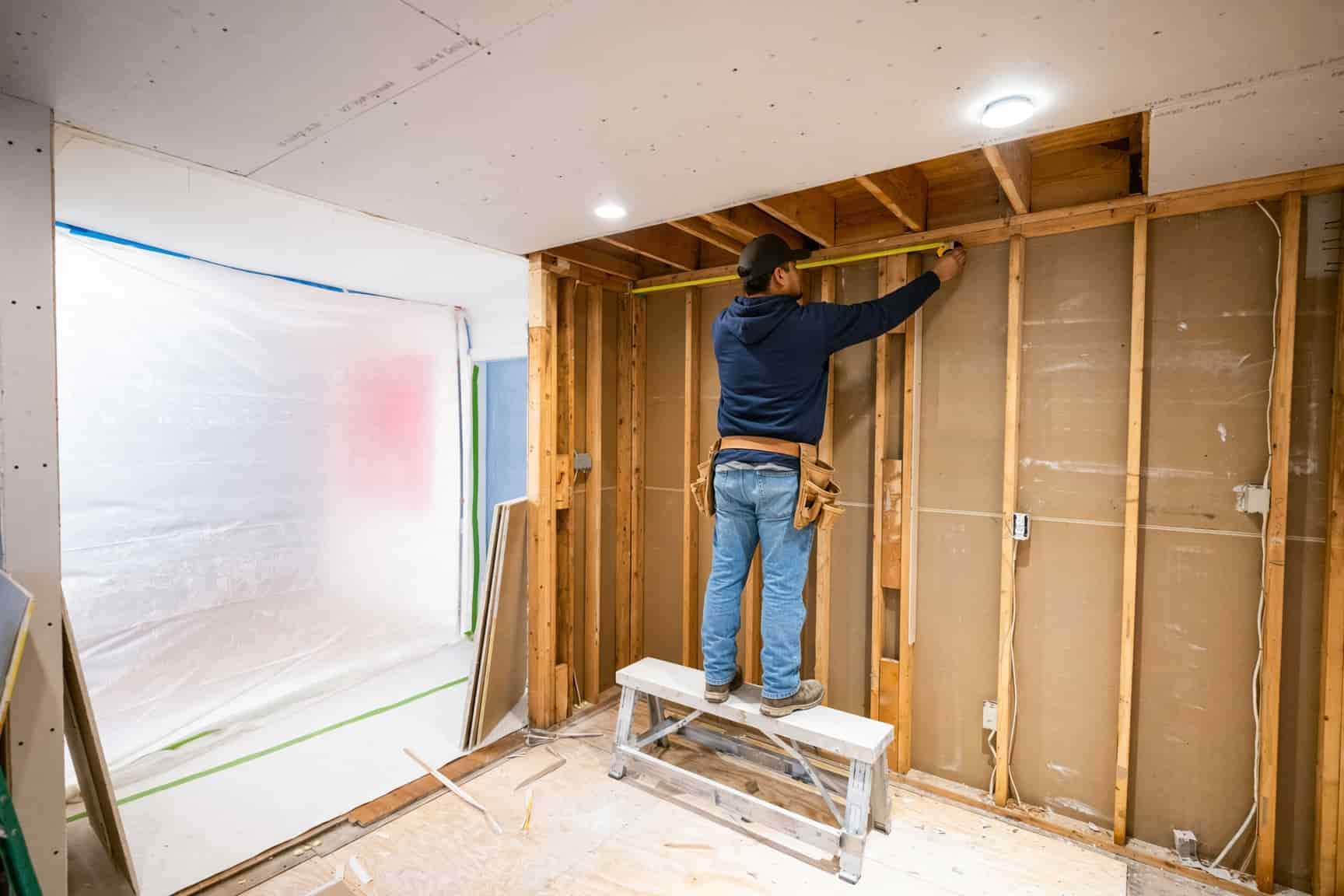 New ceiling drywall hung and taped in a Raleigh home during a replacement