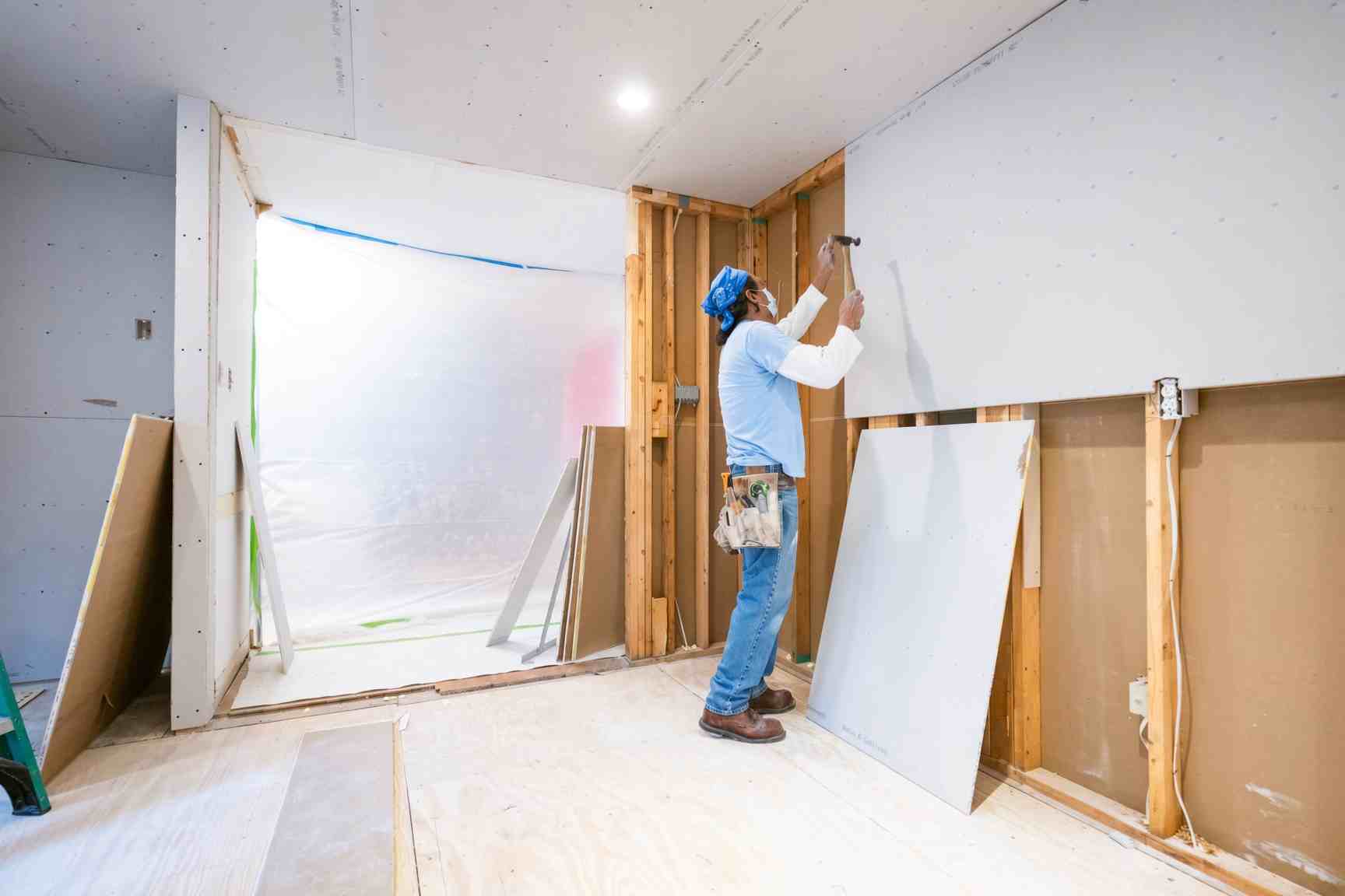 New drywall hung and taped in a Raleigh home