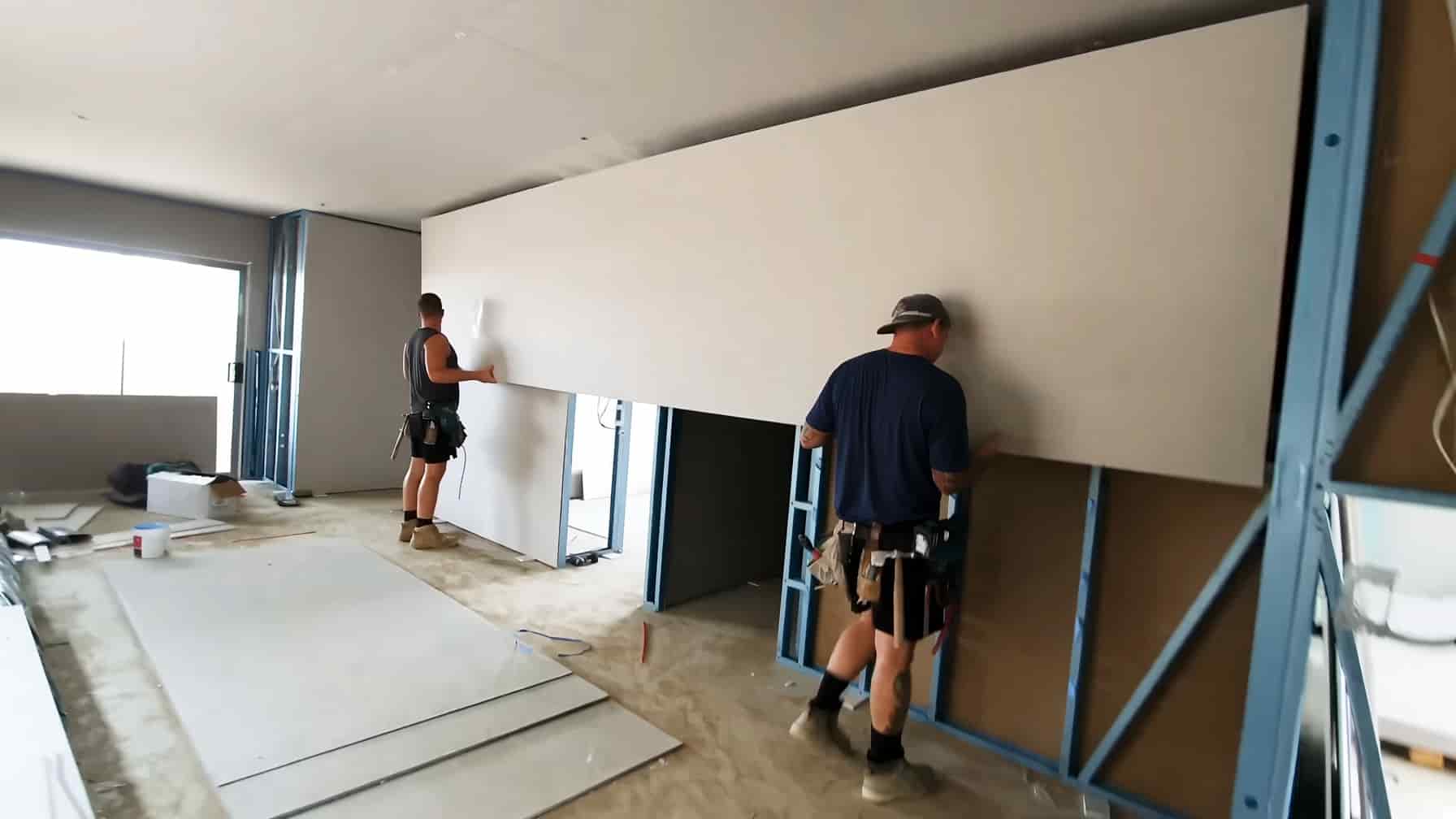 Drywall build-out in a Raleigh retail storefront